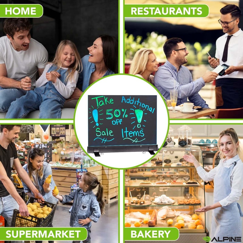 Alpine Industries LED Flashing Eraseable Message Board with Acrylic Writing Panel and Stand (12" x 16") - Image 5